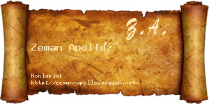 Zeman Apolló névjegykártya